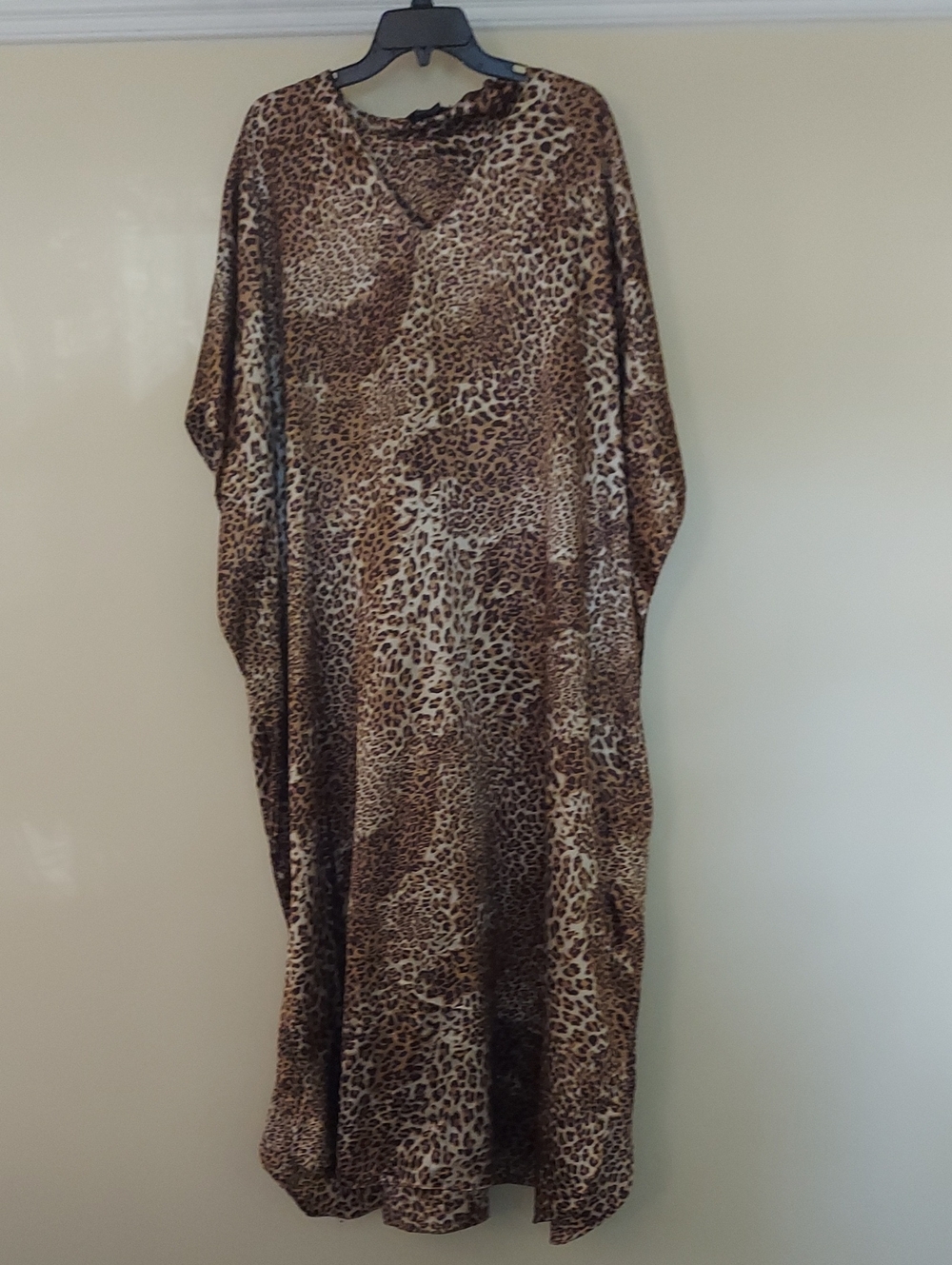 Ashro Leopard Print Caftan in Brown and Cream